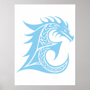 Drake Stiliserad Bokstav E, Drakalfabetet, Monogra Poster