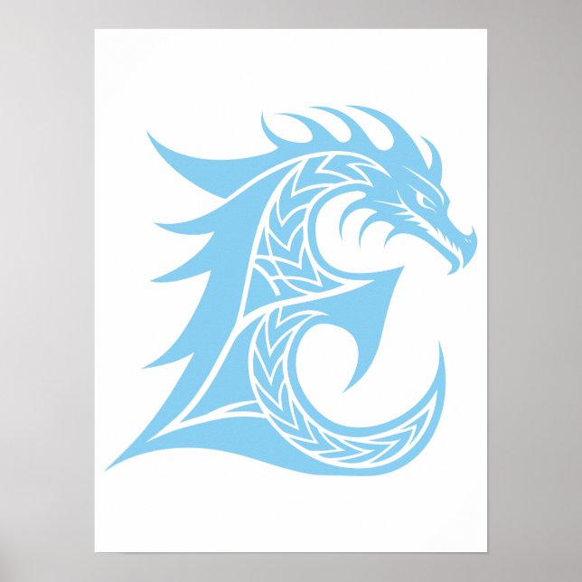 Drake Stiliserad Bokstav E, Drakalfabetet, Monogra Poster (Framsidan)