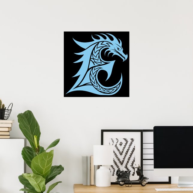 Drake Stiliserad Bokstav E, Drakalfabetet, Monogra Poster (Hemmakontoret)