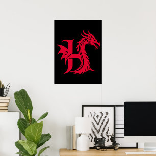 Drake Stiliserad Bokstav H, Drake Alfabet, Monogra Poster