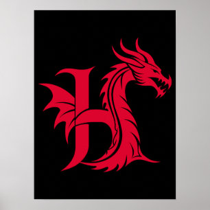 Drake Stiliserad Bokstav H, Drake Alfabet, Monogra Poster