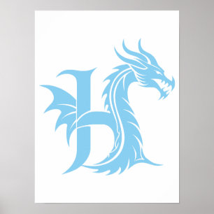 Drake Stiliserad Bokstav H, Drake Alfabet, Monogra Poster