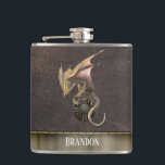 Drake Viking Sköld Läderlook Koppar Fickplunta<br><div class="desc">Denna design skapades med hjälp av digital konst. Den kan anpassas i det medföljande området genom att byta foto och/eller text. Den kan också anpassas ytterligare genom att välja alternativet "Klicka för att anpassa ytterligare" och ta bort eller ändra bakgrundsfärgen, lägga till text, ändra textens färg eller stil, eller ta...</div>