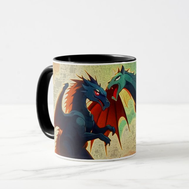 Drake vs Pegasus - Fantasykonst Mugg (Framsida vänster)