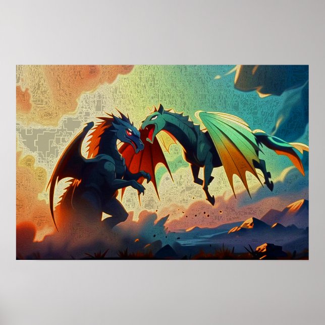 Drake vs Pegasus - Fantasykonst Poster (Framsidan)