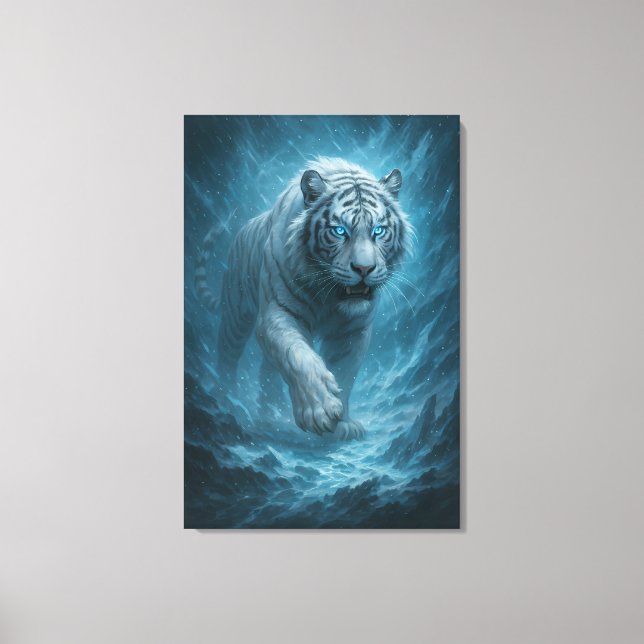 Drake vs Vit Tiger – Mystisk Fantasyväggkonst  Canvastryck (Framsida)