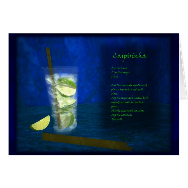 Drakecoctailpub: Caipirinha Hälsningskort (Framsidan Horizontal)