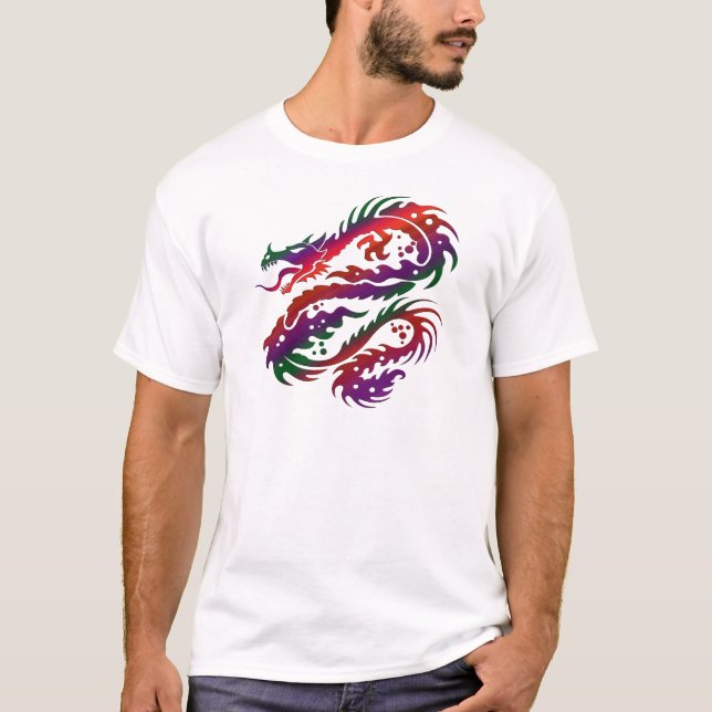 Drakedesign - Mång--Vibrerande färgkonst T-shirt (Framsida)
