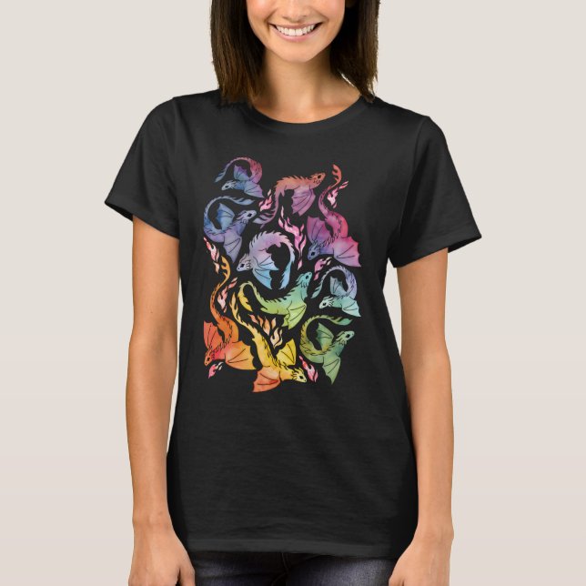 Drakeld mörkt regnbåge t shirt (Framsida)