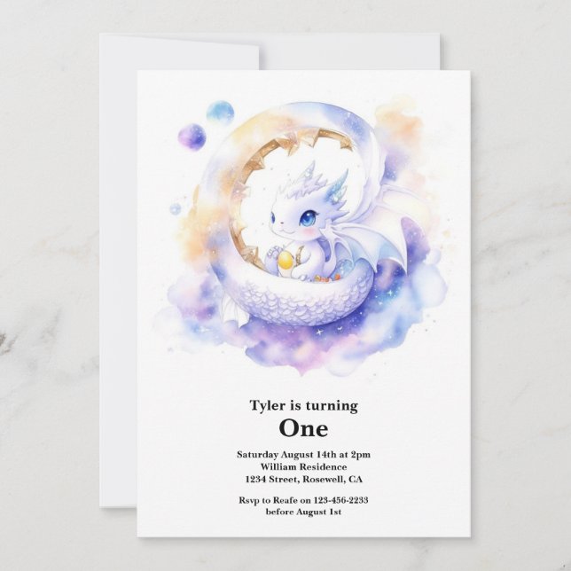 Drakens 1-årsdag inbjudningar (Framsida)