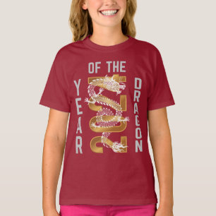Drakens år År 2024 Vit Grå Guld T Shirt