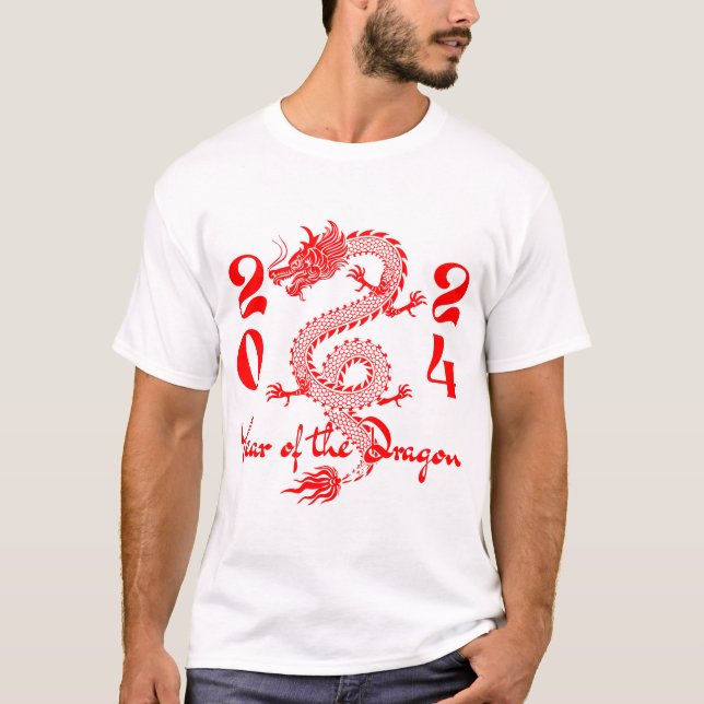 Drakens år röd t shirt (Framsida)