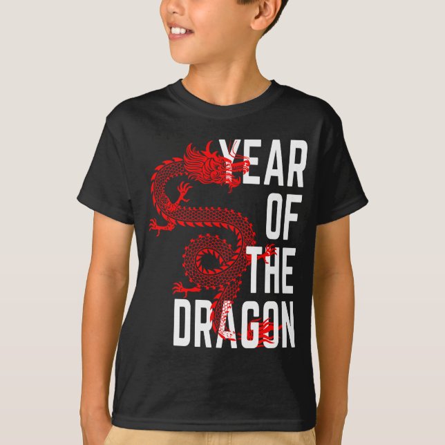 Drakens år röd vit t shirt (Framsida)