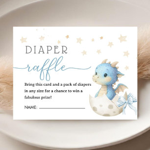 Drakens baby shower pojke blå blöja lotteri tilläggskort