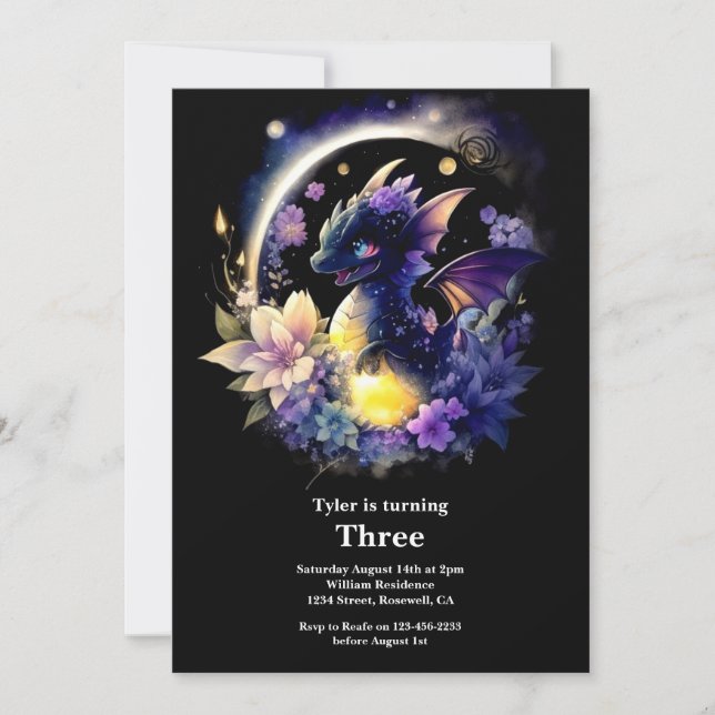 Drakens födelsedagsinbjudan inbjudningar (Framsida)