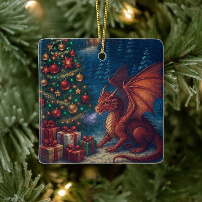 Drakens julgranhögtid julgransprydnad keramik (Träd)