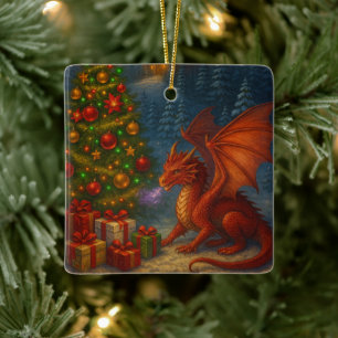 Drakens julgranhögtid julgransprydnad keramik