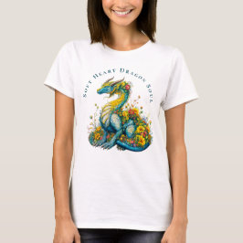 Drakens mjuka hjärta Whimsical blomsterdrake konst T Shirt