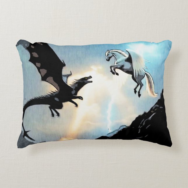 Drakens och Pegasus strid Prydnadskudde (Framsidan)