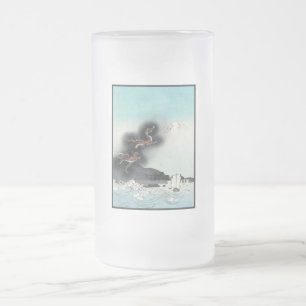 Drakens raseri Sjöstrid för Mount Fuji, Japan Frostat Ölglas