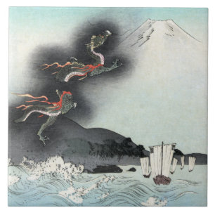 Drakens raseri Sjöstrid för Mount Fuji, Japan Kakelplatta