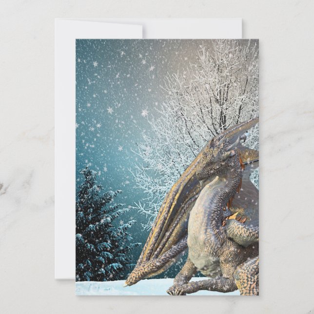 Drakens vinterscen Snö Helgdag Julkort (Framsida)