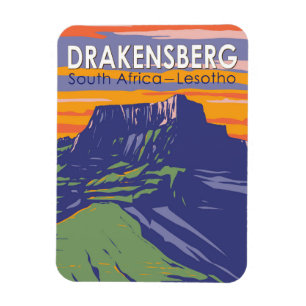 Drakensberg South Afrika Lesotho Travel Art Retro Magnet