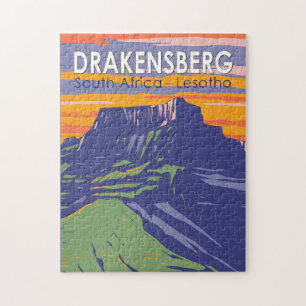 Drakensberg South Afrika Lesotho Travel Art Retro Pussel