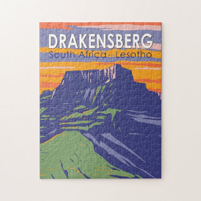 Drakensberg South Afrika Lesotho Travel Art Retro Pussel (Vertikal)