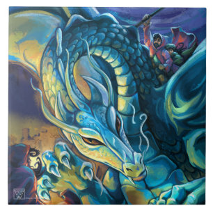 Drakeryttare och trollkarl kakelplatta