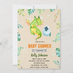 Drakes babyshower tema inbjudan