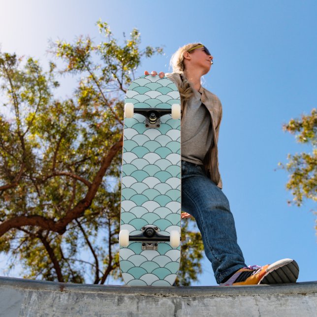 Drakfjäll, fläktar, vågor, Seigaiha, Blå Mini Skateboard Bräda 18,5 Cm (Utomhus 1)