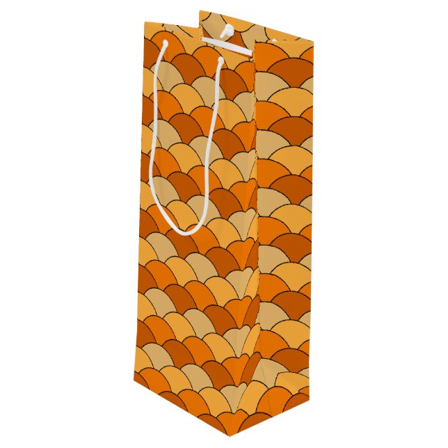 Drakfjäll, fläktar, vågor, Seigaiha, Orange (Baksidan Vinklad)