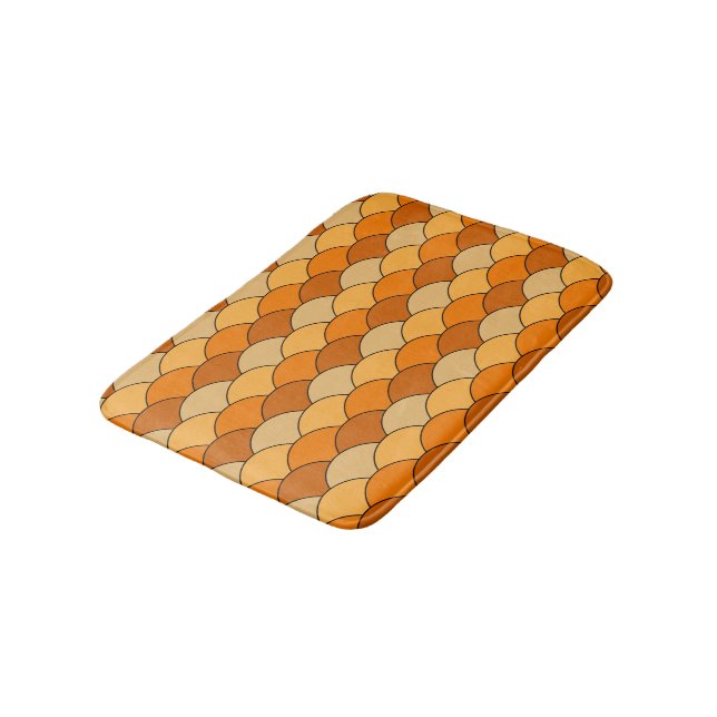Drakfjäll, fläktar, vågor, Seigaiha, Orange Badrumsmatta (Vinklad)