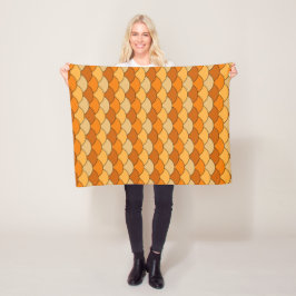 Drakfjäll, fläktar, vågor, Seigaiha, orange Fleecefilt
