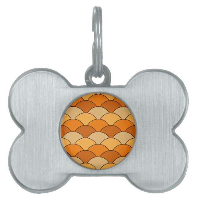 Drakfjäll, fläktar, vågor, Seigaiha, Orange ID-bricka Husdjur (Framsidan)