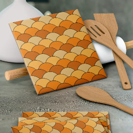 Drakfjäll, fläktar, vågor, Seigaiha, Orange Kakelplatta
