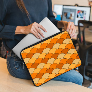 Drakfjäll, fläktar, vågor, Seigaiha, orange Laptop Fodral