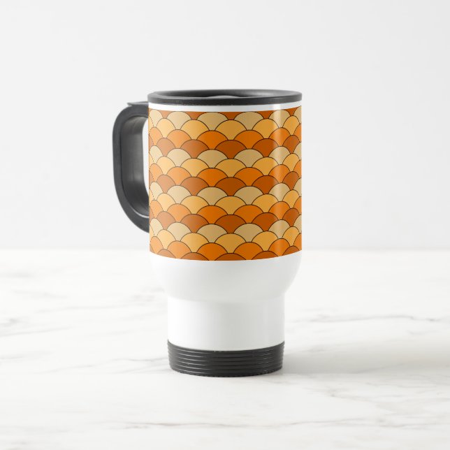 Drakfjäll, fläktar, vågor, Seigaiha, orange Resemugg (Framsida vänster)