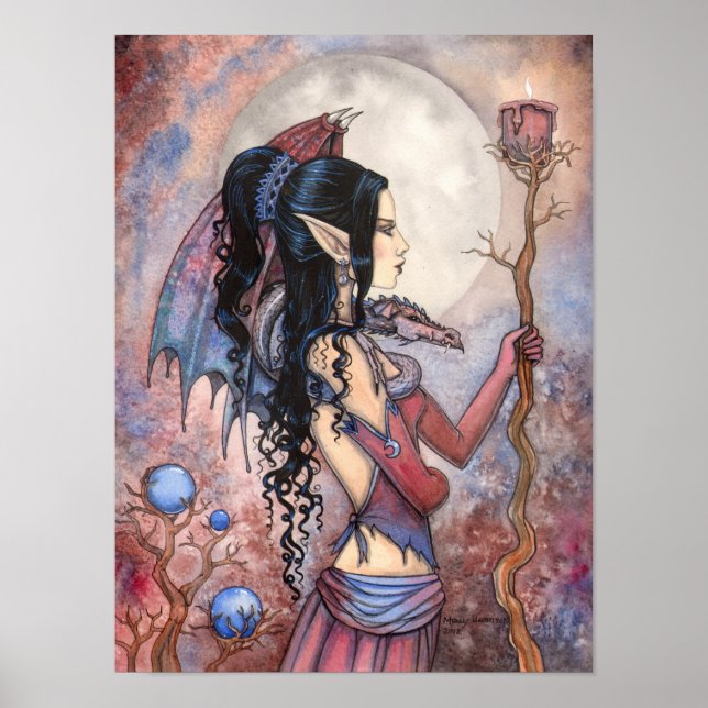 DRakflicka Gotisk Fantasykonst av Molly Harrison Poster (Framsidan)