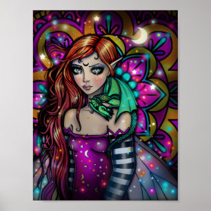 Drakflickfantasiart av Molly Harrison Poster