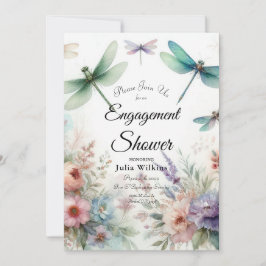 Drakflugor och Pastell Färgade Blommor Förlovnings Inbjudningar