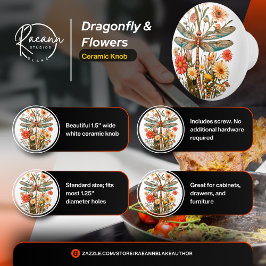 Drakflyg & Blommor Keramikhandtag Knopp