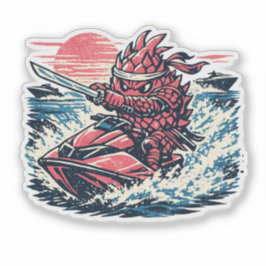 Drakfrukt Jetski Duellant — Vintage Sommar Race Klistermärken