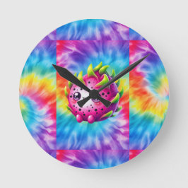 Drakfrukt med Tie-Dye-mönster Rund Klocka