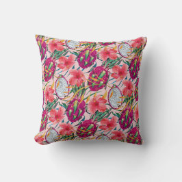 Drakfrukt Tropisk Blommig Modern Grön Palm Kudde