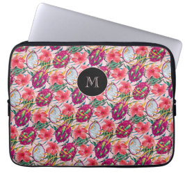 Drakfrukt Tropisk Blommig Modern Grön Palm Laptop Fodral