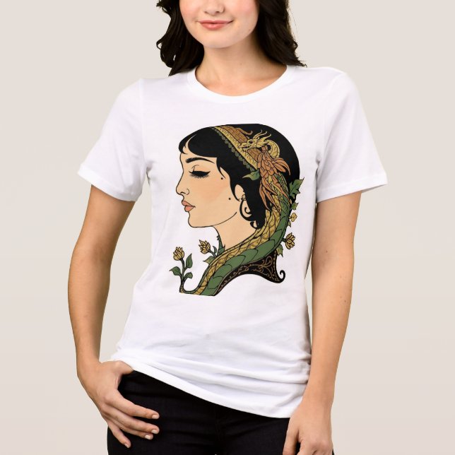 Drakhår Dam - Persisk Fantasy Kvinna Konst T Shirt (Framsida)