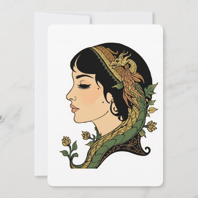 : Drakhår Damen – Persisk Fantasy Blommig Greeti (Framsida)
