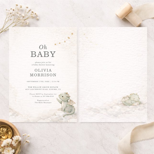 Drakhistoriebok Baby Shower-inbjudan Inbjudningar (Skapare uppladdad)